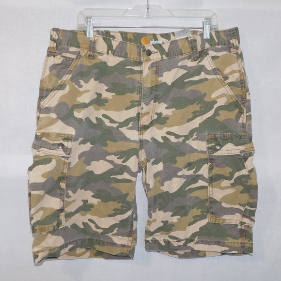 Carhartt Other - Carhartt Mens 38 Relaxed Fit Camo Green Tan Cargo Shorts